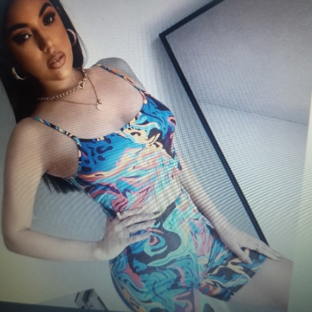 Marble Cami Top & Biker Shorts Set